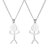 EAVUYIS 2 Stück Lustige Graffiti-Halskette, Silberne, Smiley-Silber-Halskette, Match-Finger-Gesten-Halskette, Geschenke für Männer und Frauen