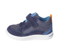 Lauflernschuh PEPINO BY RICOSTA "Ebbo WMS: mittel", Baby, Gr. 24, blau (navy), Textil, Veloursleder, kontrastfarbene Details, Schuhe Lauflernschuh, Schnürschuh m. Weiten-Meßsystem, Leder, Größenschabl