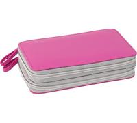 EBERHARD FABER 577429 - Doppeldecker Leder in pink mit 24 Teilen gefüllt, Federmäppchen für Mädchen