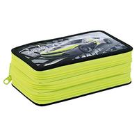 Eberhard Faber 577571 - Triple Decker Race Car Schüler-Etui mit 3 Reißverschlüssen, Feder-Mappe befüllt mit 36 Buntstiften und anderen Schreib- und Zeichenutensilien, für Vorschule und Schule