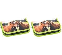 Eberhard Faber 577589 - Federmäppchen Pferd, mit 42 Schreibutensilien, Schüleretui befüllt (Packung mit 2)