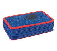 Eberhard Faber 577593 - Double Decker Federmappe mit Spinnenmotiv, befüllt mit 24 Teilen, Schüleretui mit 2 Klappen und Reißverschluss