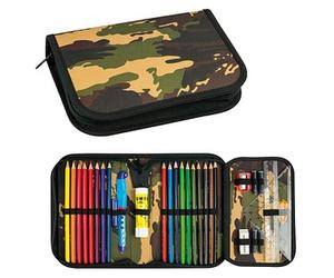 EBERHARD FABER Federmäppchen befüllt Camouflage grün 32-teilig, 19,6 x 13,2 cm St.