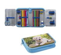 Eberhard Faber 577558 - Federmäppchen Hund, mit 42 Schreibutensilien, Schüleretui befüllt