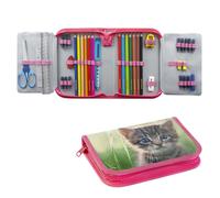 EBERHARD FABER Federmäppchen befüllt Katze Motiv 42 teilig, 19,6 x 3,4 cm St.