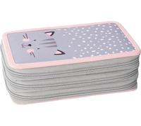 EBERHARD FABER 577474 - Federmäppchen Triple Decker, mit 36 Schreibutensilien, Stiftetui Katze mit 3 Reißverschlüssen