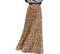 ebossy Fließender, plissierter Maxirock mit hoher Taille, für Damen, aus Chiffon