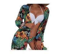 EBSBAG 3er-Pack Tie-Dye-Bikini-Tropen-Badeanzug und Cover-Up-Sets for Frauen, sexy Schnürung, dreiteilige Badebekleidung, Strand-Badeanzug (Color : 3, Size : L)