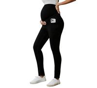 Ecavus Damen Umstandsjeans über dem Bauch, dehnbar, Skinny Denim, Schwangerschaftshose, Umstandskleidung mit Taschen, Schwarz, X-Groß