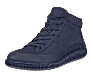 ECCO Alltag-Travelschuhe Soft Zero Bootie WP Mid-Cut (Premium-Leder, wasserdicht) marineblau Damen, Größe Euro (US) 40