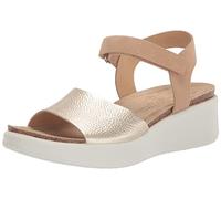 Ecco Damen FLOWT Wedge Cork Heeled S Sandal, Pure White Gold/Powder, 38 EU