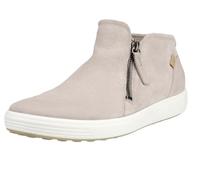 ECCO Damen Soft 7 Side Zip Bootie Sneaker, Graues Nubukleder, 40/41 EU