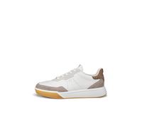 Ecco Sneaker Street Court 539814 - Premium Leder Weiß/Taupe/Grau Herren Größe 42