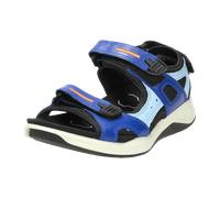 Riemchensandale ECCO "X-TRINSIC K", Kinder, Gr. 33, blau (blau, schwarz), Leder, Textil, kontrastfarbene Details, sportlich, Schuhe, Outdoorsandale, Trekkingschuh, Sommerschuh mit Klett (44274643-33)