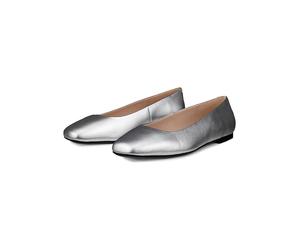 Ecco Leder-Ballerinas "Margot" in Silber - Größe 39 | Damen Ballerinas