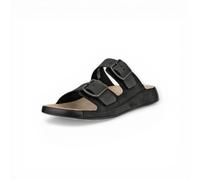 ECCO Cozmo Herren-Sandale mit zwei Riemen, Schnallen, schwarzes Nubuk, Größe 44/45 EU, schwarzes Nubukleder, 10/10.5 UK