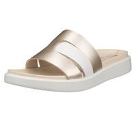 Pantolette ECCO "ECCO FLOWT W", Damen, Gr. 39, gold (weiß, goldfarben), Leder, casual, Schuhe, Sommerschuh, Hausschuh, Freizeitschuh, Keilabsatz, zum Schlupfen (45221319-39) weiß, goldfarben