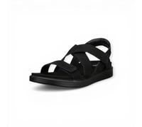 Sandale ECCO "SOFT SANDAL W CROSS STRAP", Damen, Gr. 38, schwarz, Nubukleder, unifarben, Schuhe Sandale, Riemchensandale, Sommerschuh mit praktischem Klettverschluss (47433122-38) schwarz