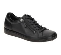 ECCO Sneaker Soft 7 Side Zip Lace (Premium-Vollnarbenleder) schwarz Damen, Größe Euro (US) 40
