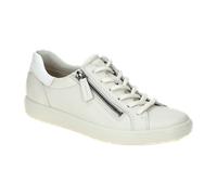 ECCO Sneaker Soft 7 Side Zip Lace (Premium-Vollnarbenleder) weiss Damen, Größe Euro (US) 37