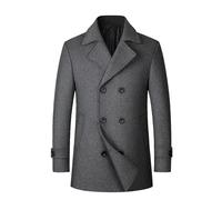 ECDAHICC Herren Plus Größe Wollmischung Double Breasted Pea Mantel Gekerbte Lapel Futter aus Baumwolle Warme Trench Mantel Winter Mittellange Jacket GY-2XL