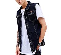 ECDAHICC Men's Denim Waistcoat Vest Jeansweste Ärmellose Weste Herren Casual Sleeveless Biker Fashion Jeans Vest Jacke Männer Jeansjacke Freizeit Outwear für Jagd Angeln,M-7XL