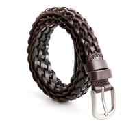 ECHAIN Damen-Gürtel, geflochten, Echtleder, schmal, 25 mm breit, Kaffee 2, waist:29-34