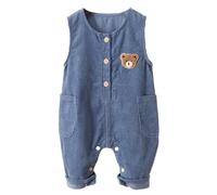 Echinodon Baby Cord-Latzhose mit Bär-Stickerei Kleinkind Jungen Mädchen Latzhose Overall Hose C-Blau 73