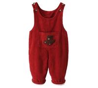 Echinodon Gefütterte Latzhose Baby Cord-Latzhose mit Bär-Stickerei Kleinkind Jungen Mädchen Hose Winter Herbst Overall Rot 86