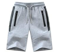 Echinodon Kinder Sweatshorts Jungen 1/2 Hose Kurz Weiche Shorts Baumwolle Sport Freizeit Grau Sommer Sweat Shorts (164, A-Grau)