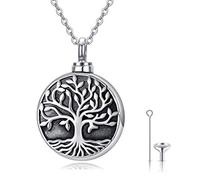 ECHOOY Baum des Lebens Urne Halsketten für Asche, Asche Medaillon Anhänger Halskette 925 Sterling Silber Feuerbestattungsschmuck für Asche Andenken Gedenkschmuck für Frauen Männer