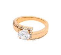 Echt Gold Schmuck 14 Karat 585 Rosegold Eheringe mit Moissanit, Klassiker Rose Gold Au585 Trauringe Gr.54 (17.2)