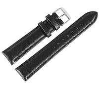 Echt Leder Uhrenarmband Uhrenband Ersatzband Ersatzarmband Uhrband Armband und Nahtfarbe schwarz Stegbreite 18mm, Stärke 4mm, Gesamtlänge 18cm genarbte Prägung silberfarbige Dornschließe 830610100118