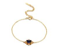 Echt Schmuck 18K Gold Au750 Armband mit Rechteck Dunkelblau Lab Saphir, Klassiker Gelbgold Au750 Armreifen Moissanit 23cm