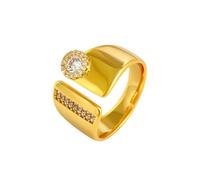 Echte 14 Karat Gold 585 Trauringe mit Moissanit, Offener Ring 14K Gelbgold Hochzeitsband Gr.65 (20.7)