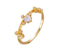Echte 14K Gelbgold Au585 Eheringe mit Herz Moissanit, Vintage Klassiker 585 Gold Pärchen Ringe Gr.48 (15.3)