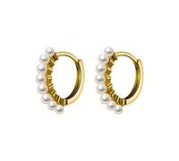Echte 925 Sterling Silber Creolen Für Frauen Hochzeit Weihnachten Synthese Perle Gold Feinsilber Schmuck