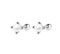 Echte 925 Sterling Silber Mode Synthese Perle Schraube Ohrstecker Für Frauen Kinder Mini Minimalistischen Schmuck