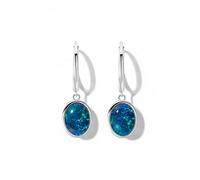 Echte Australische Opal Ohrringe - anlauffeste Opalohrringe für Damen aus 925 Sterling Silber mit 18K Weißgold Beschichtung - Opalschmuck - Echter Edelstein - Bluverde