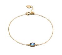 Echte Gelbgold 18 Karat 750 Armband mit Oval Blau Lab Saphir, Klassiker 18K Gold Armreifen Moissanit 23cm