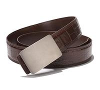 Echte Krokodilledergürtel für Herren, verstellbare Herrengürtel, Herrenaccessoires, hypoallergene Titan-Gürtelschnalle (Krokodilpfote Schlüsselanhänger & Geschenkbox enthalten) 120 braun E-Style 1