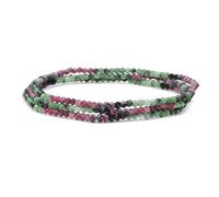 Echte Natürliche Winzige Rose Rubin Grün Zoisit Facettiert Ombre Multicolor Petite Seed Caviar Rondelle Perlen Stretch Armbänder Für Frauen Jugendliche Stapelbar Set Von 3 Strängen