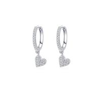 Echte Platinum PT950 Ohrringe mit Rund Moissanit, Herz Platin Creole