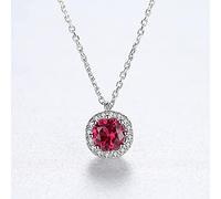 Echte Runde Rubin Edelstein Anhänger Halsketten Für Frauen Hochzeit Engagement Edlen Schmuck 925 Sterling Silber