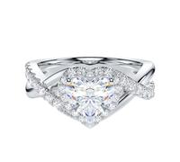 Echter Moissanit oder simulierter 1 Karat Diamant in Herzform Sterlingsilber Crossover Infinity Split Shank Halo Versprechen Verlobungsring, Metall Sterling Silber Metall: Aus Sterlingsilber Moissanit