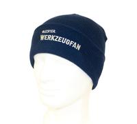 Echter Werkzeugfan Strickmütze blau mit Logo-Stickerei für Erwachsene