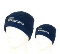 Echter Werkzeugfan Strickmützen-Set blau mit Logo-Stickerei für Erwachsene und Kinder