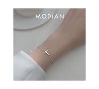 Echtes 925 Sterling Silber Glattes Kreuz Armband für Frauen Gliederkette Armband Feiner Schmuck Geschenk