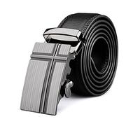 Echtes Leder Gürtel für Männer Ratsche Automatik Gürtelschnalle (Gleitschnalle) 35mm breit (Schwarz A)