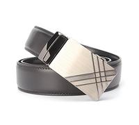 Echtes Leder Gürtel für Männer Ratsche Automatik Gürtelschnalle (Gleitschnalle) 35mm breit (Schwarz C)